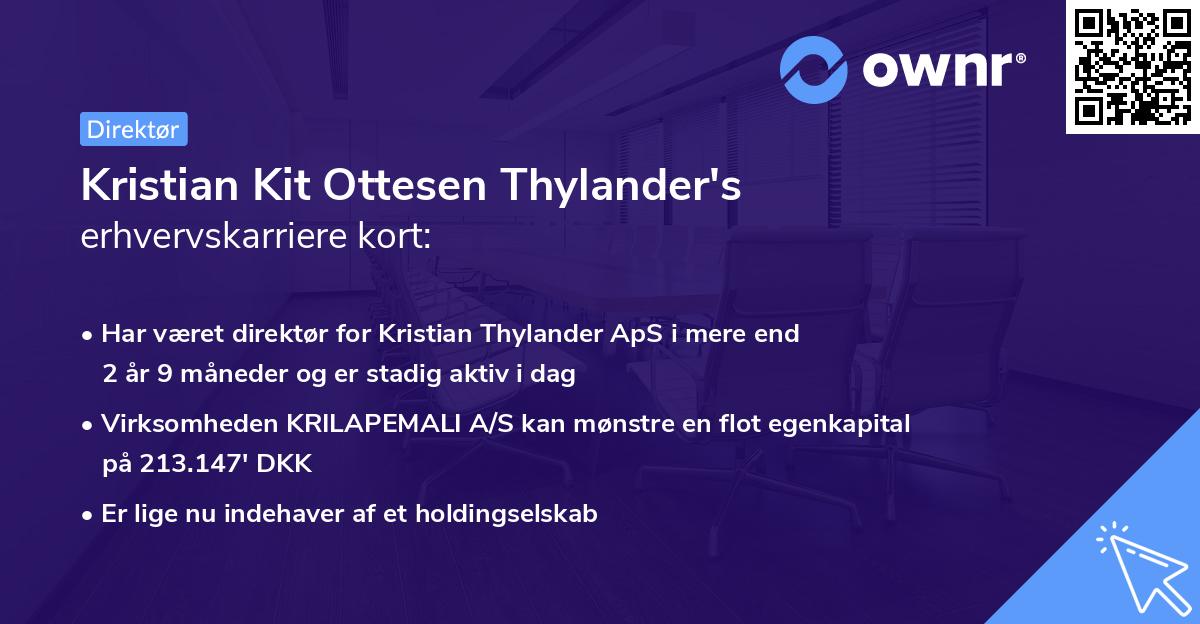 Kristian Kit Ottesen Thylander's erhvervskarriere kort