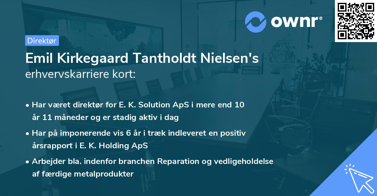 Emil Kirkegaard Tantholdt Nielsen's erhvervskarriere kort