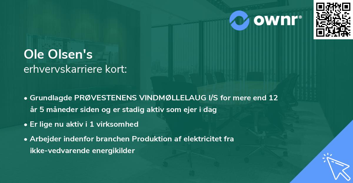 Ole Olsen's erhvervskarriere kort