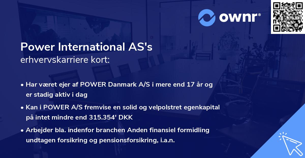 Power International AS's erhvervskarriere kort