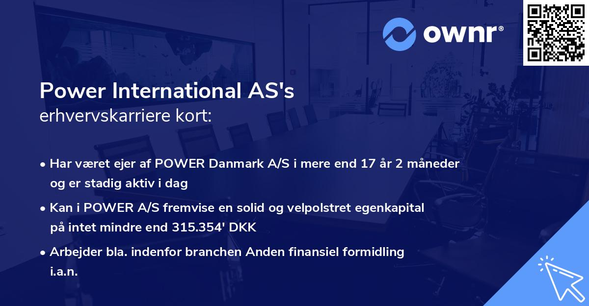 Power International AS's erhvervskarriere kort