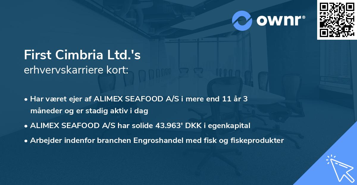 First Cimbria Ltd.'s erhvervskarriere kort