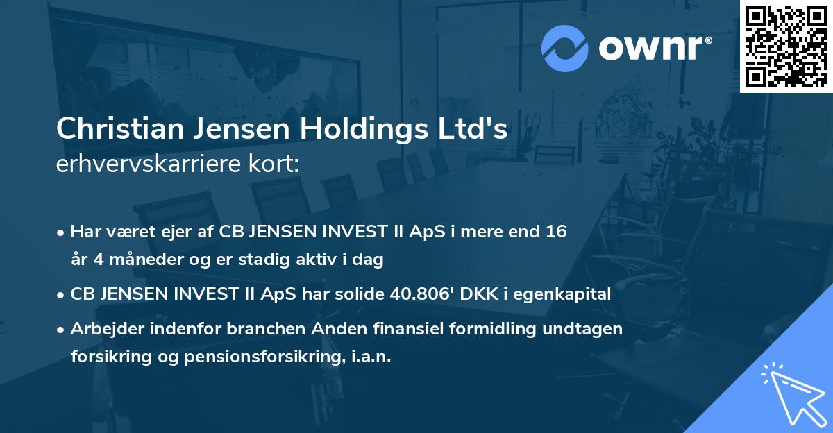 Christian Jensen Holdings Ltd's erhvervskarriere kort