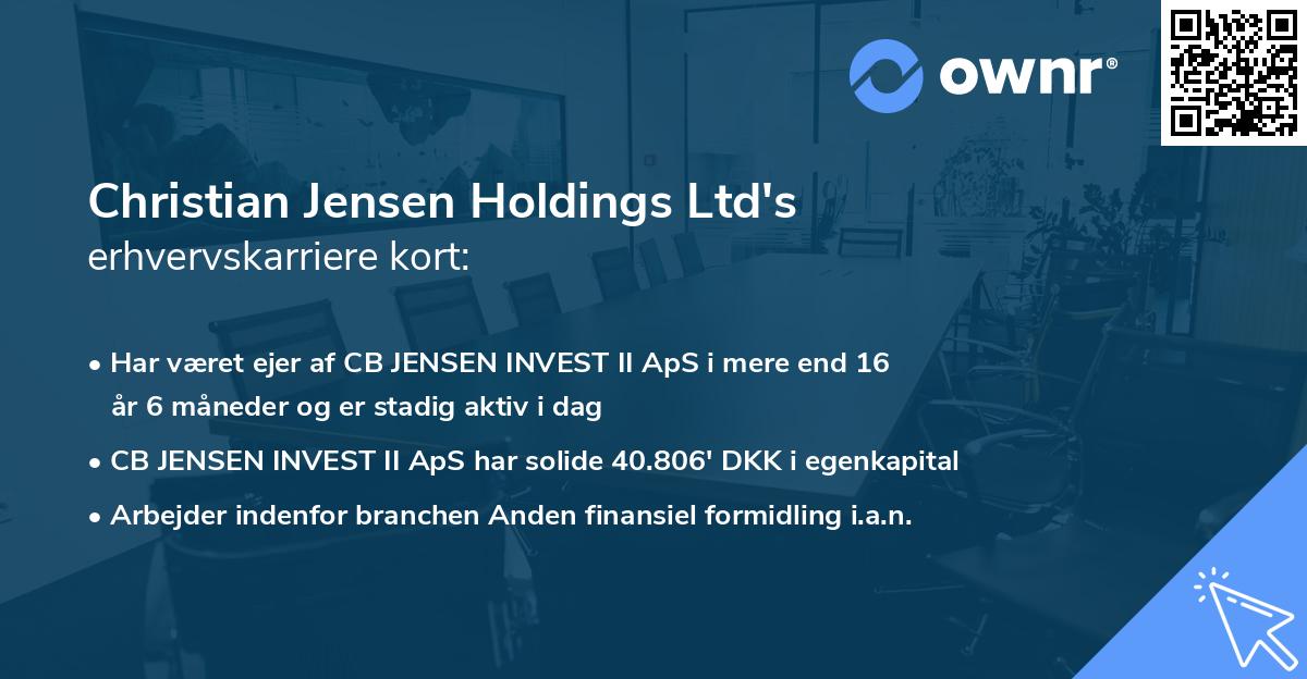 Christian Jensen Holdings Ltd's erhvervskarriere kort