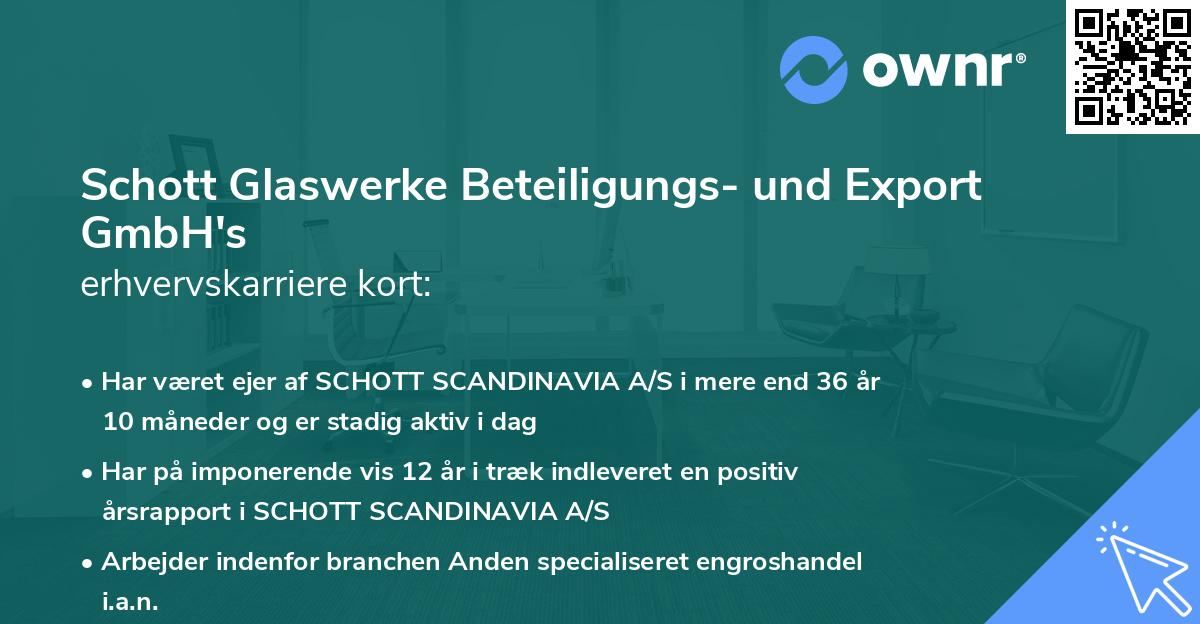 Schott Glaswerke Beteiligungs- und Export GmbH's erhvervskarriere kort