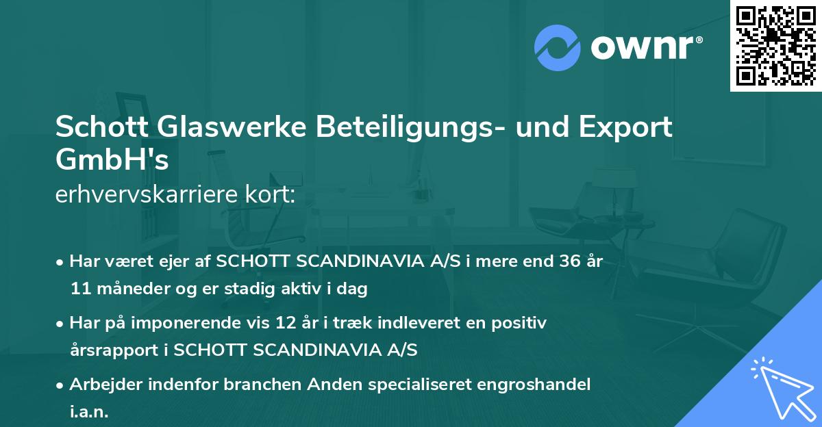 Schott Glaswerke Beteiligungs- und Export GmbH's erhvervskarriere kort