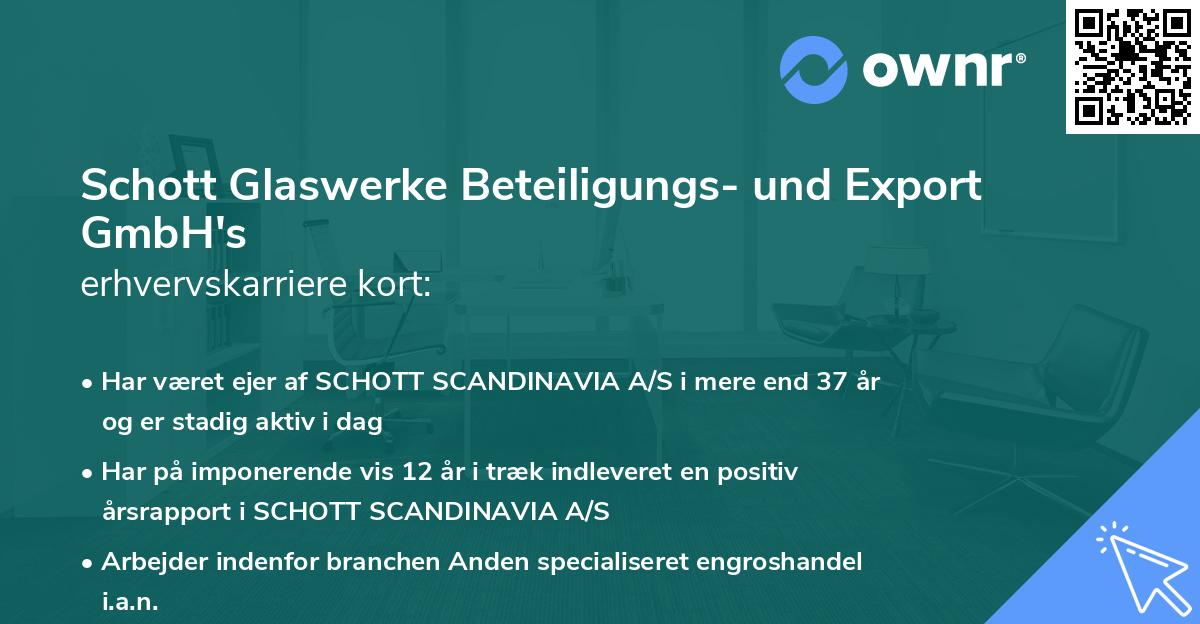 Schott Glaswerke Beteiligungs- und Export GmbH's erhvervskarriere kort