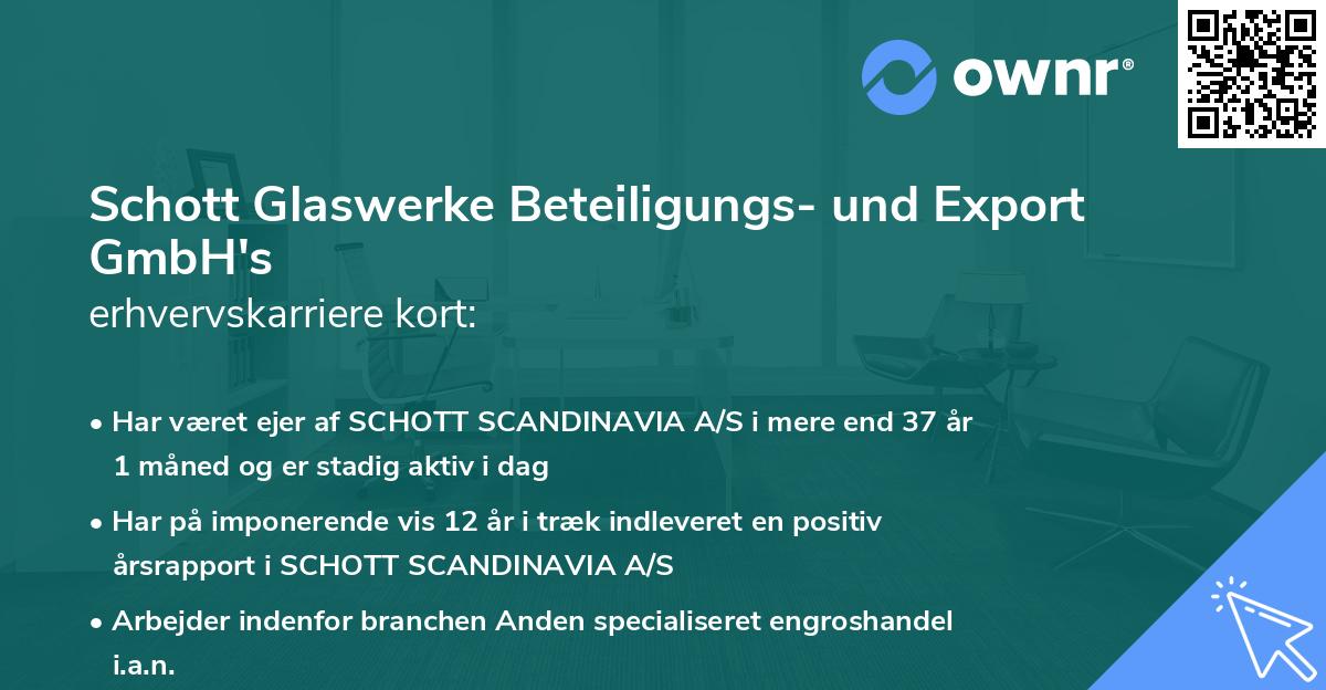 Schott Glaswerke Beteiligungs- und Export GmbH's erhvervskarriere kort
