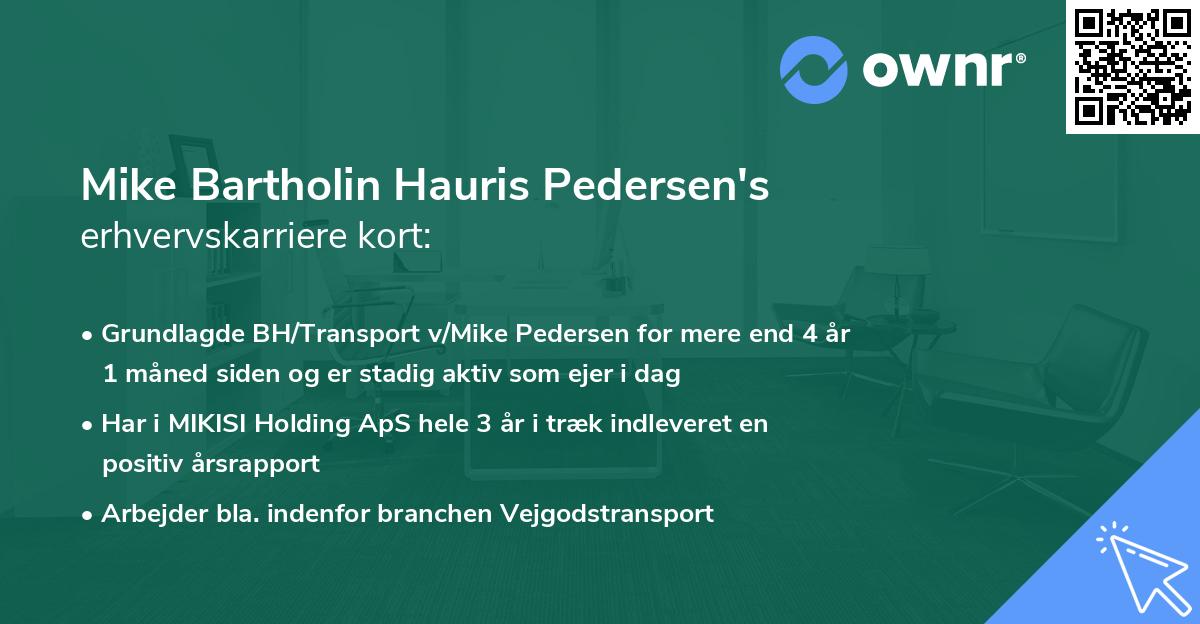 Mike Bartholin Hauris Pedersen's erhvervskarriere kort