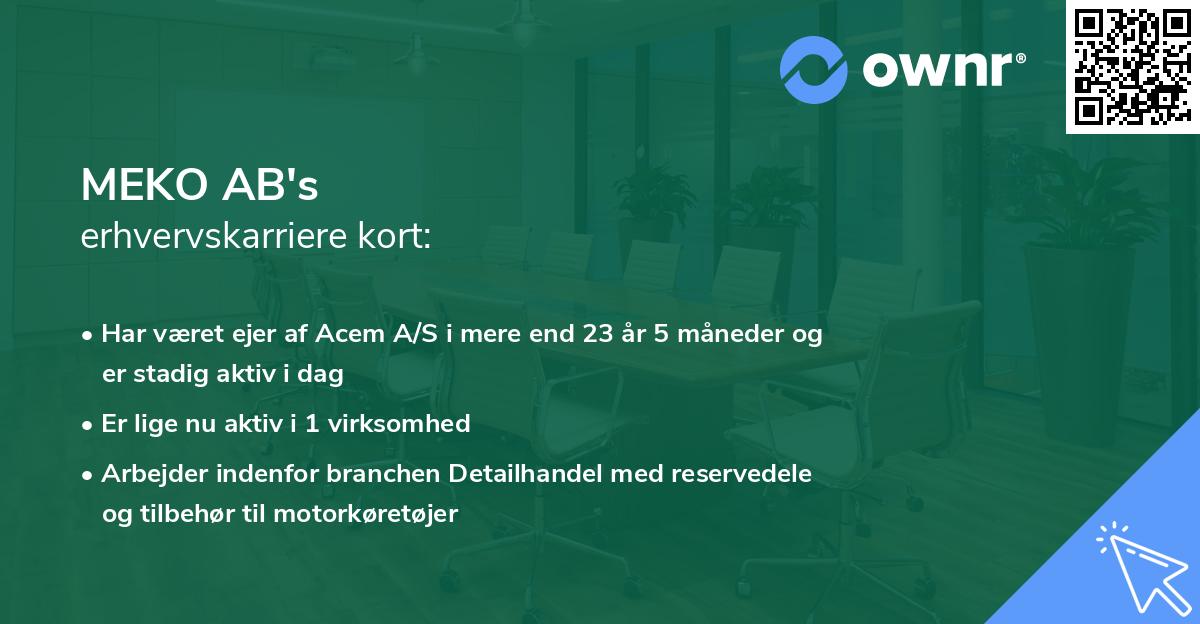 MEKO AB's erhvervskarriere kort