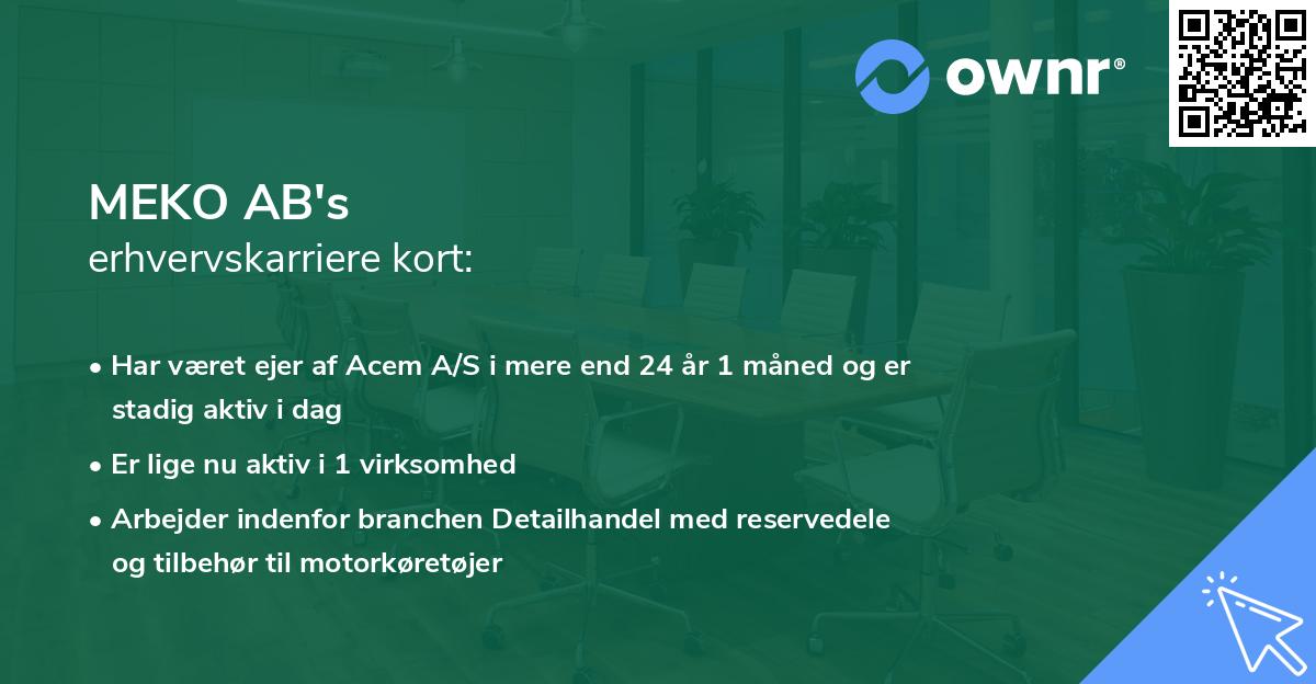 MEKO AB's erhvervskarriere kort
