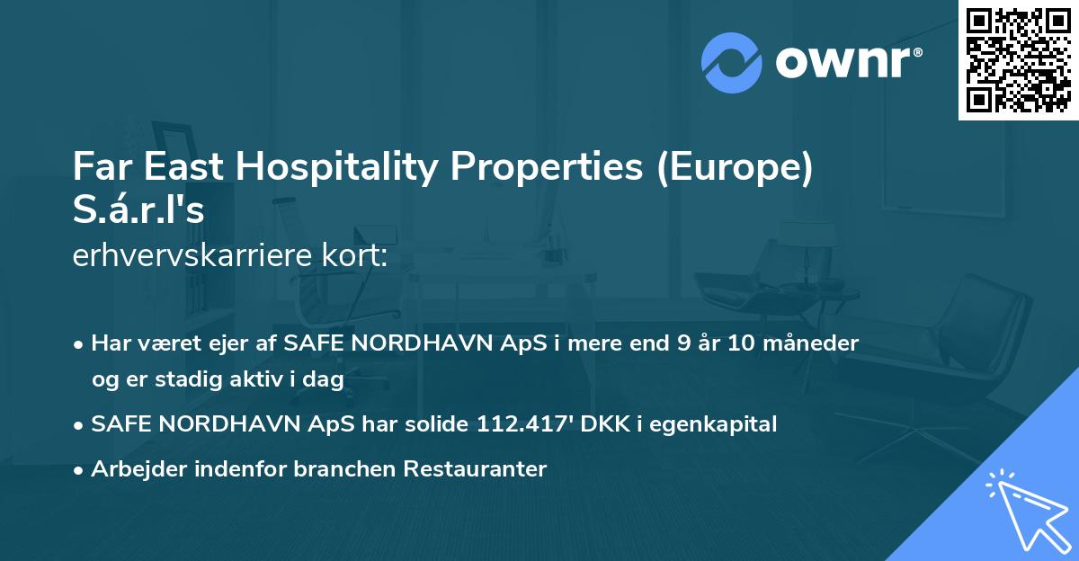 Far East Hospitality Properties (Europe) S.á.r.l's erhvervskarriere kort