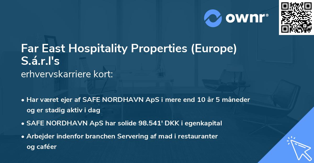 Far East Hospitality Properties (Europe) S.á.r.l's erhvervskarriere kort