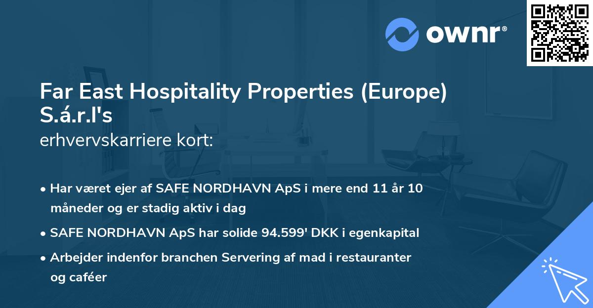 Far East Hospitality Properties (Europe) S.á.r.l's erhvervskarriere kort