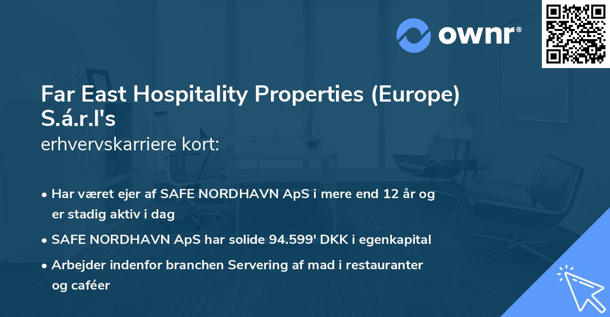 Far East Hospitality Properties (Europe) S.á.r.l's erhvervskarriere kort