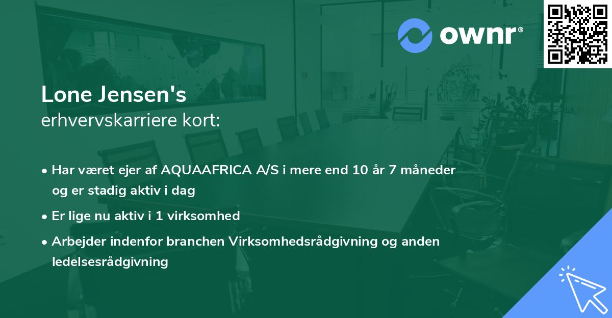 Lone Jensen's erhvervskarriere kort