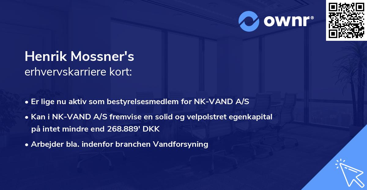 Henrik Mossner's erhvervskarriere kort