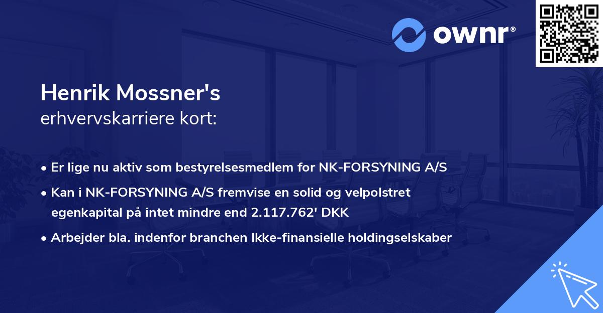 Henrik Mossner's erhvervskarriere kort