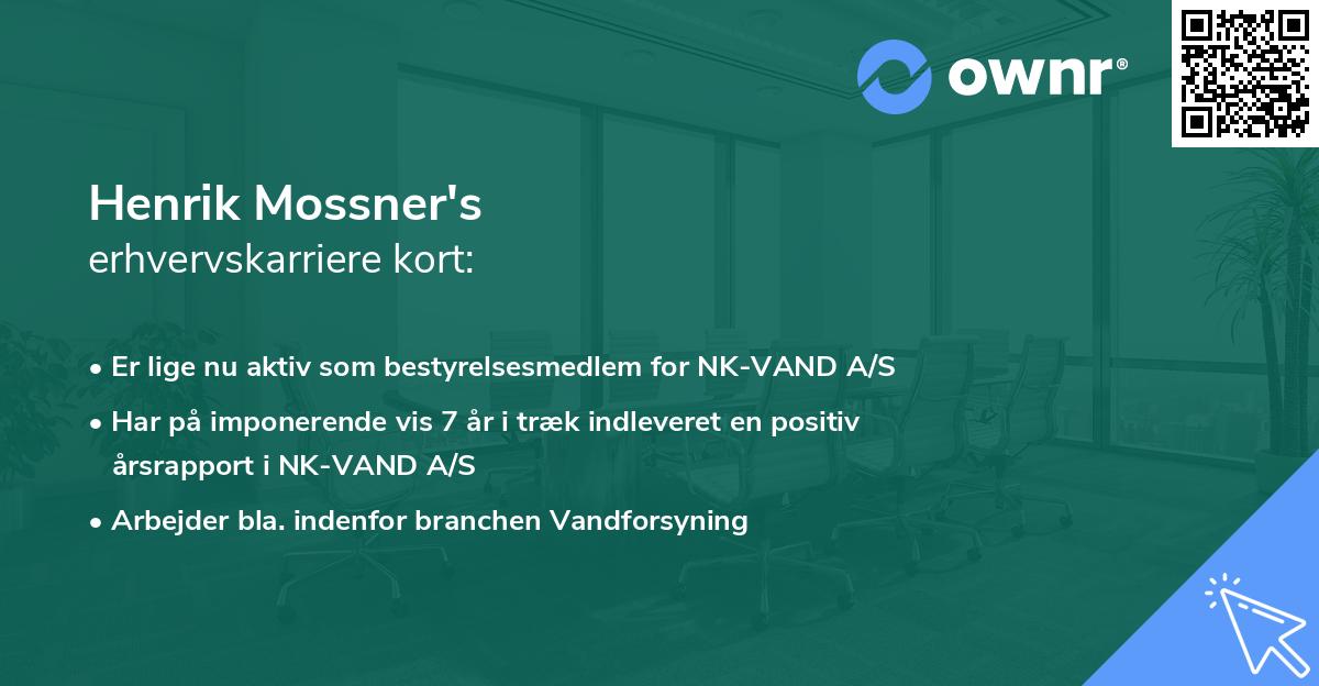 Henrik Mossner's erhvervskarriere kort