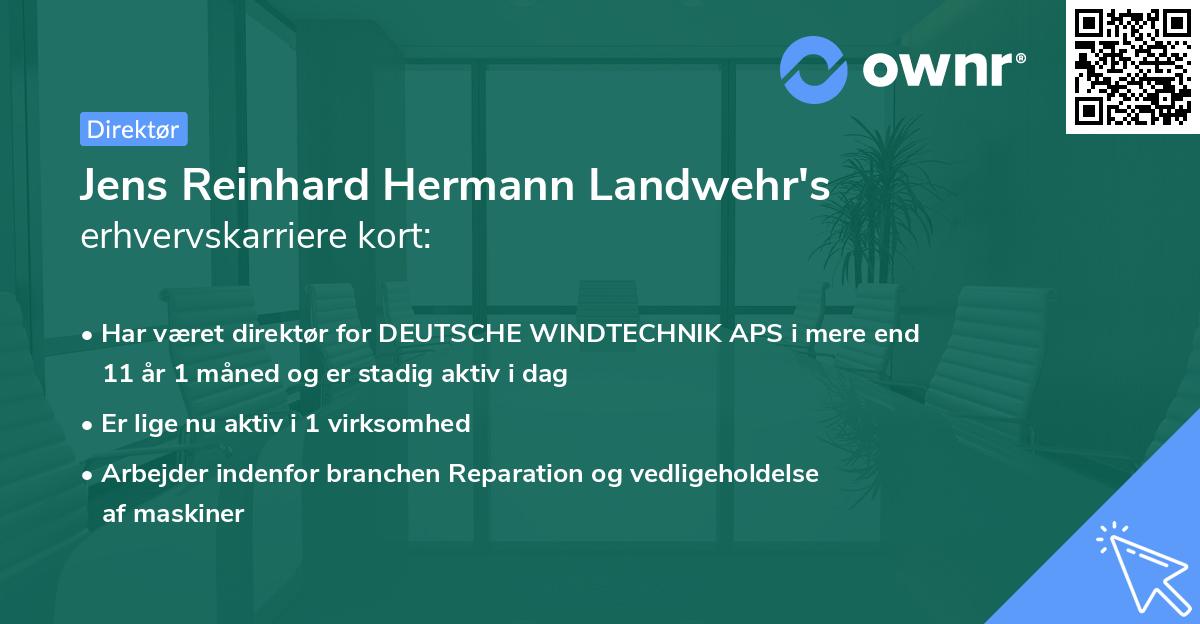 Jens Reinhard Hermann Landwehr's erhvervskarriere kort