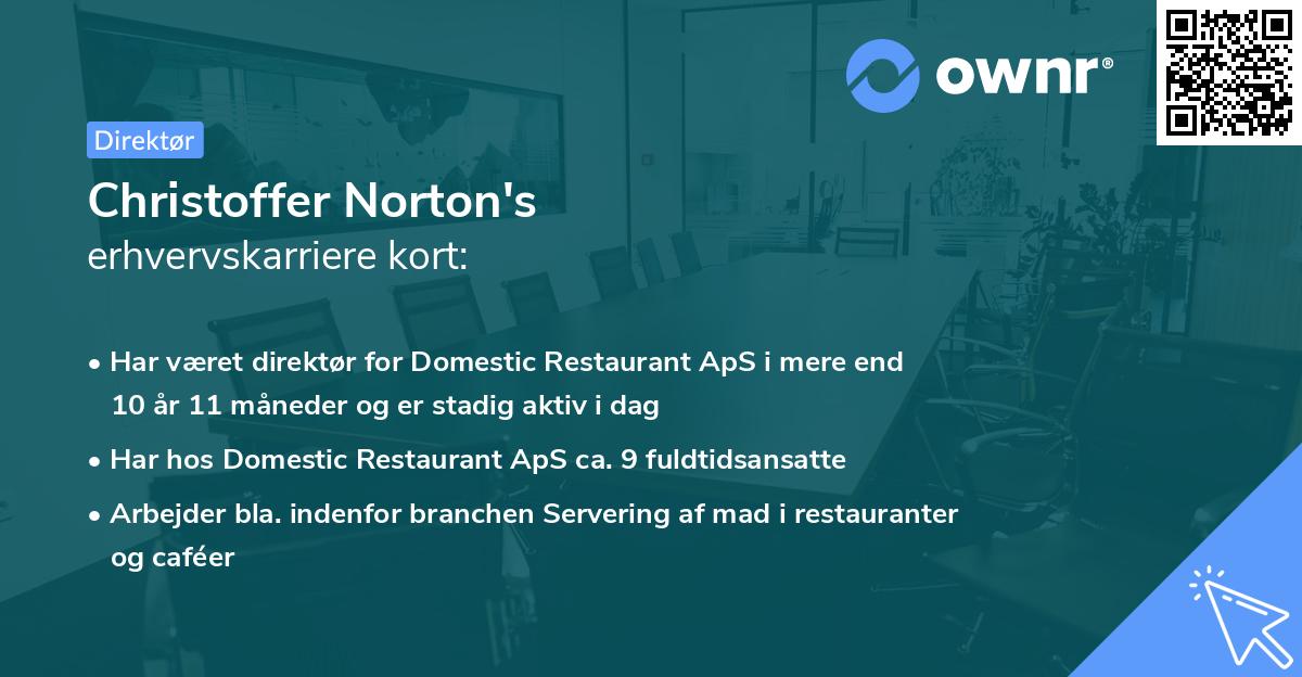 Christoffer Norton's erhvervskarriere kort