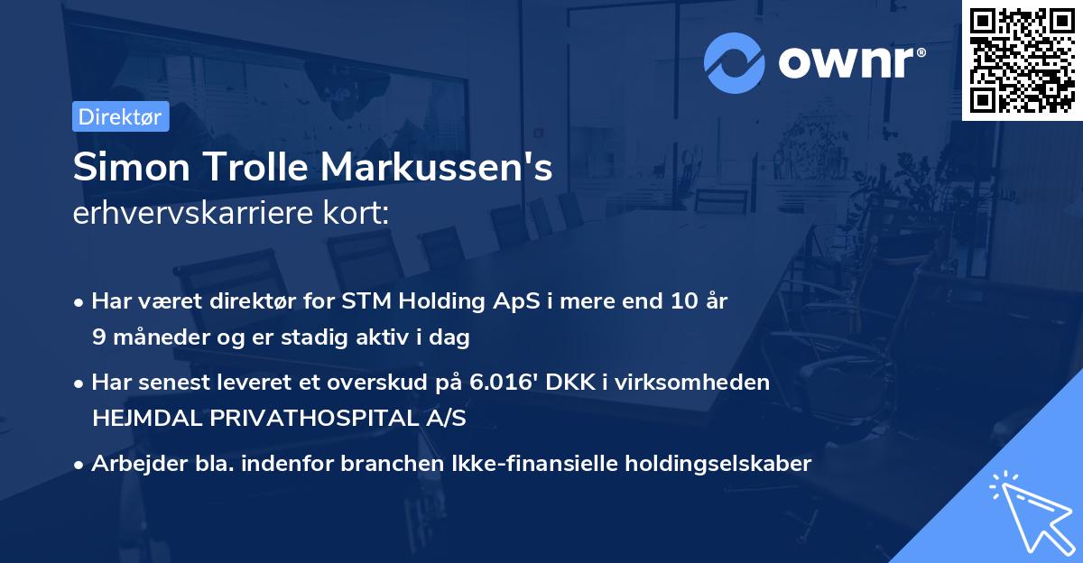 Simon Trolle Markussen's erhvervskarriere kort