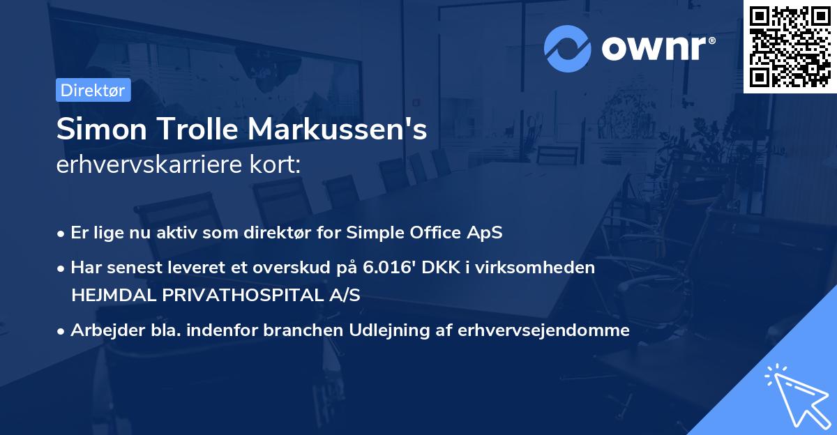 Simon Trolle Markussen's erhvervskarriere kort