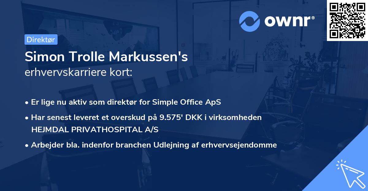 Simon Trolle Markussen's erhvervskarriere kort