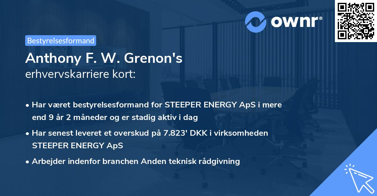 Anthony F. W. Grenon's erhvervskarriere kort