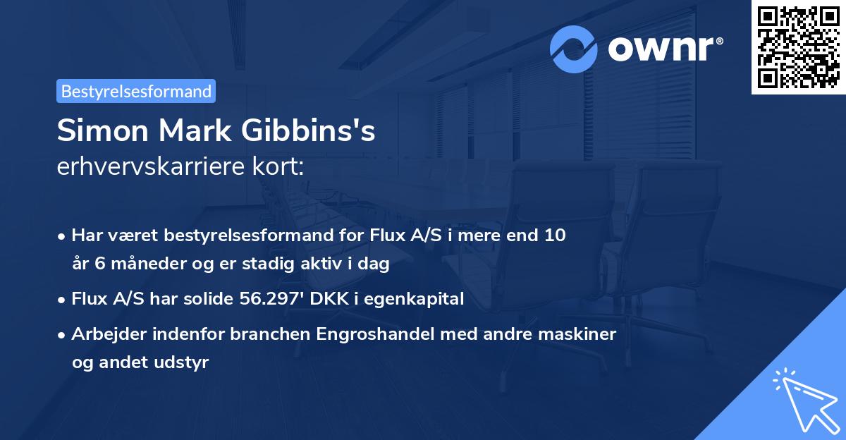 Simon Mark Gibbins's erhvervskarriere kort