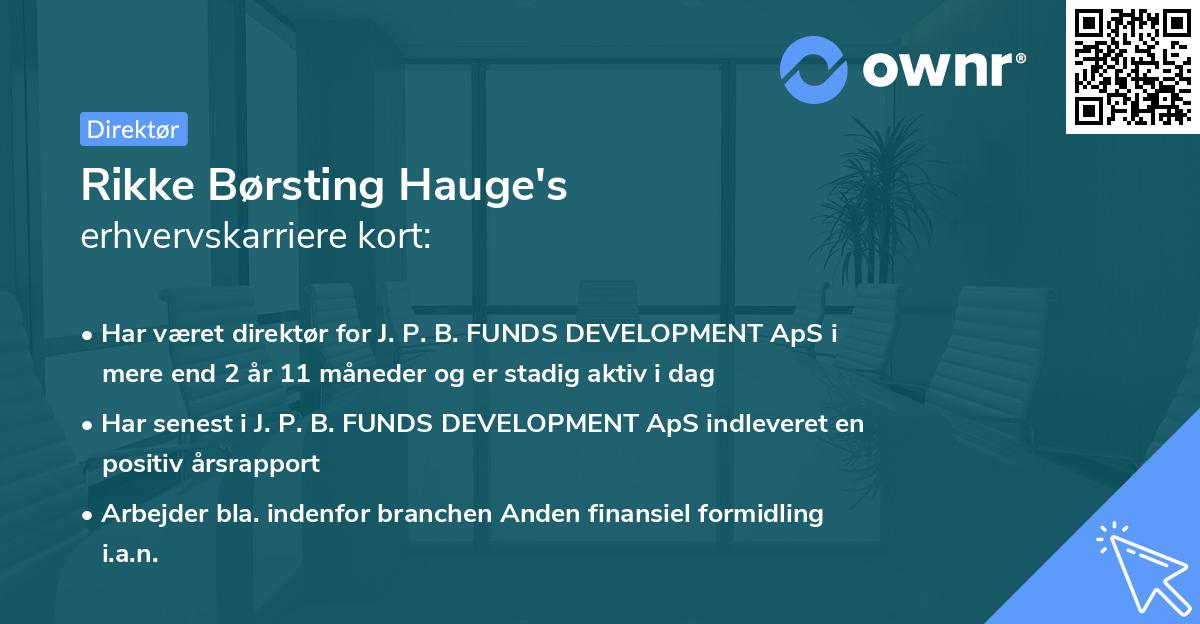 Rikke Børsting Hauge's erhvervskarriere kort