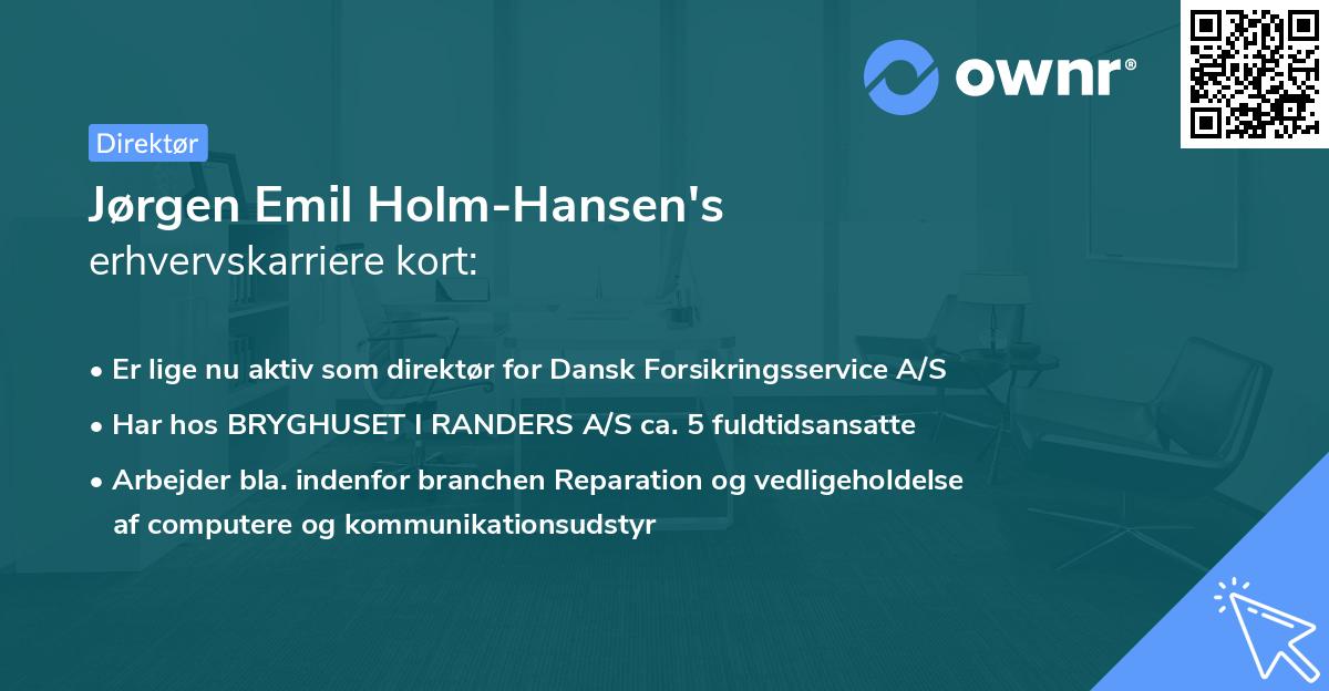 Jørgen Emil Holm-Hansen's erhvervskarriere kort