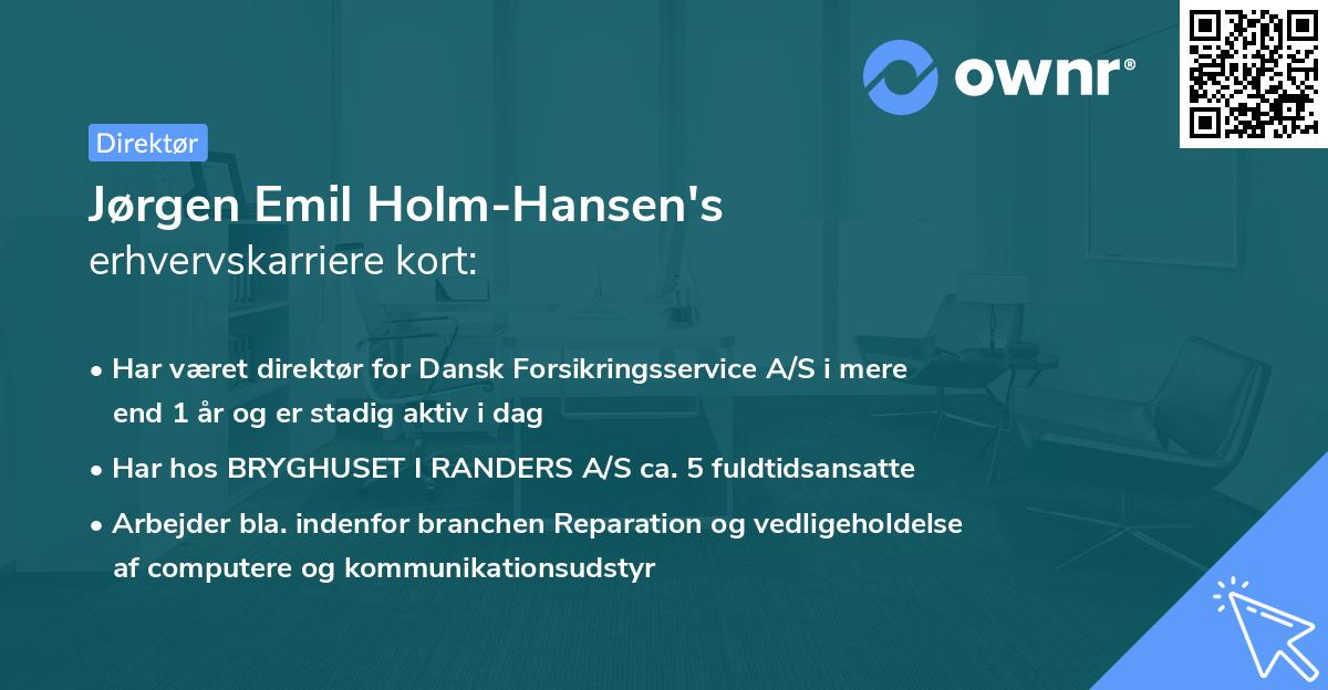 Jørgen Emil Holm-Hansen's erhvervskarriere kort
