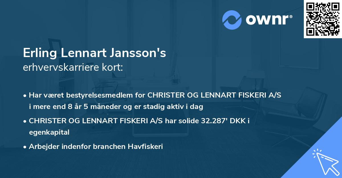 Erling Lennart Jansson's erhvervskarriere kort