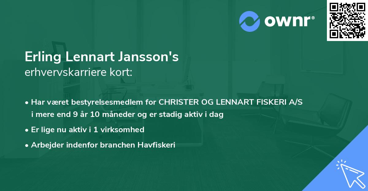 Erling Lennart Jansson's erhvervskarriere kort