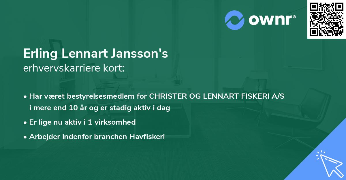 Erling Lennart Jansson's erhvervskarriere kort