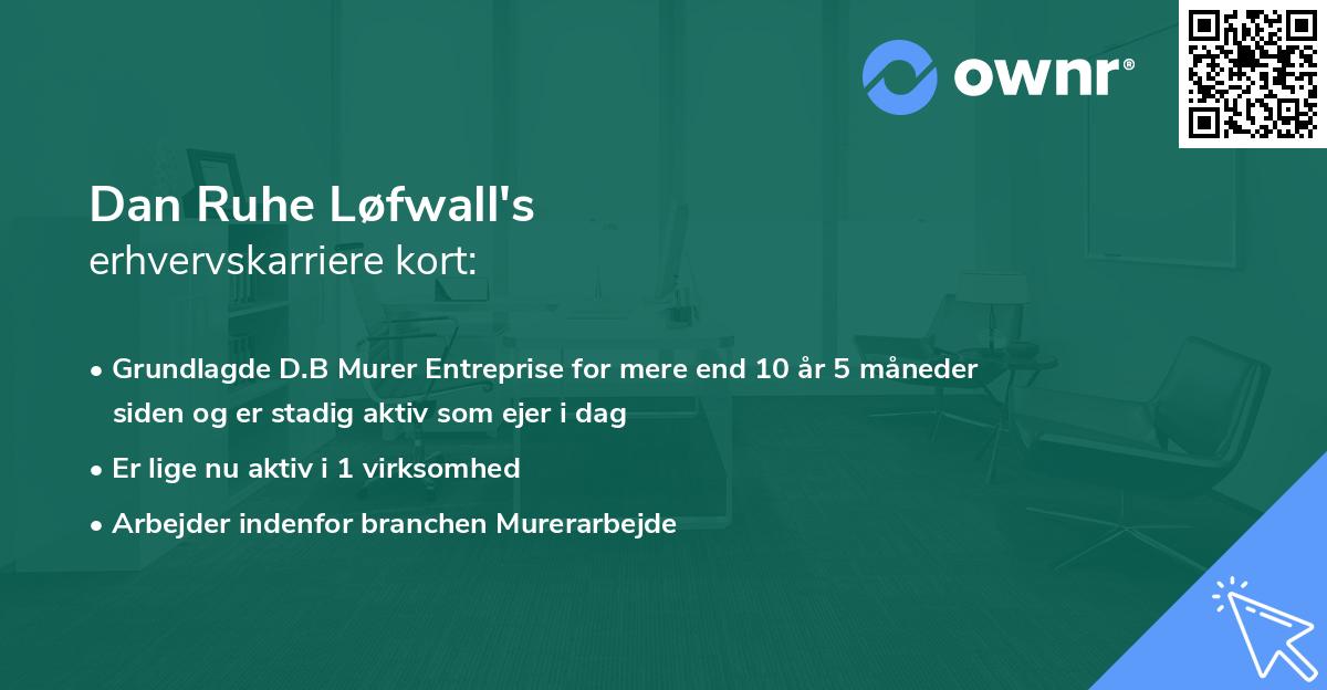Dan Ruhe Løfwall's erhvervskarriere kort