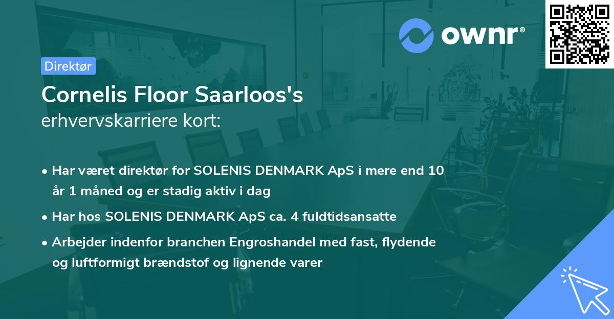 Cornelis Floor Saarloos's erhvervskarriere kort
