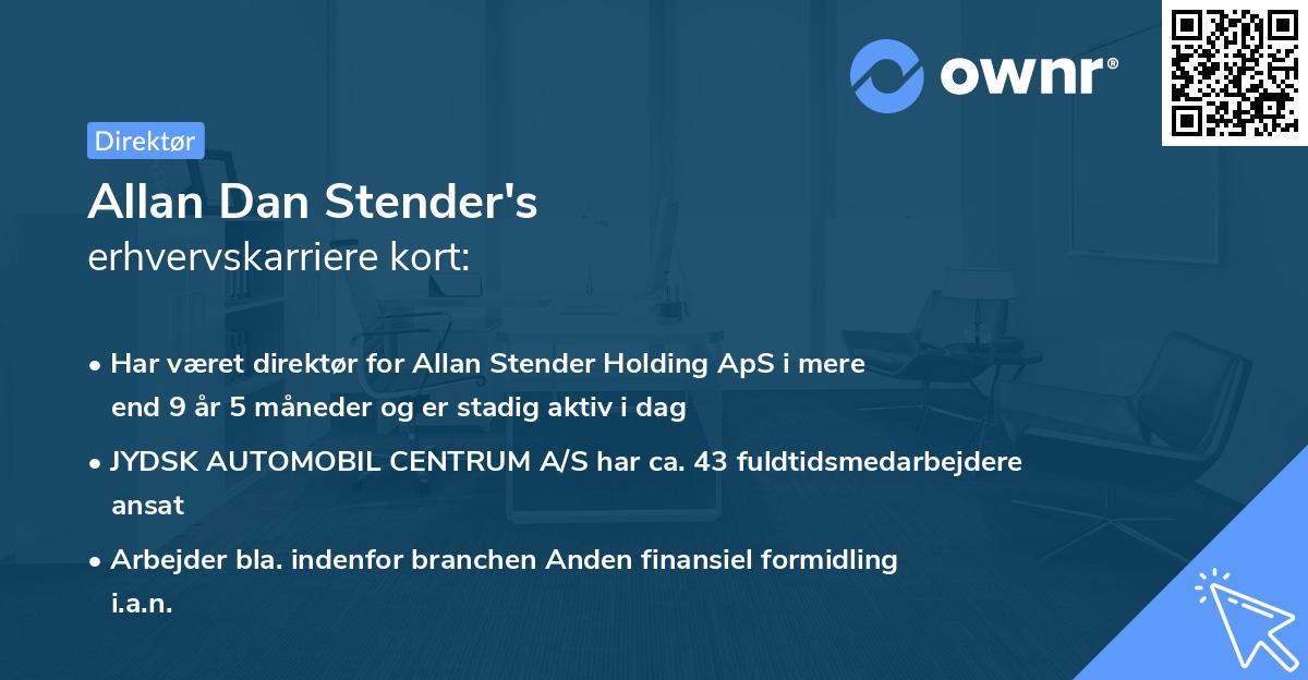 Allan Dan Stender's erhvervskarriere kort