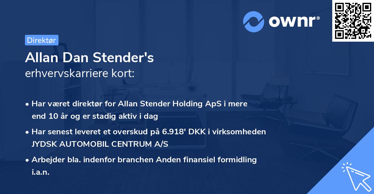 Allan Dan Stender's erhvervskarriere kort