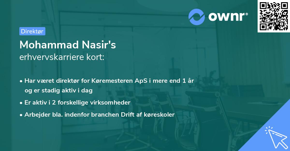 Mohammad Nasir's erhvervskarriere kort