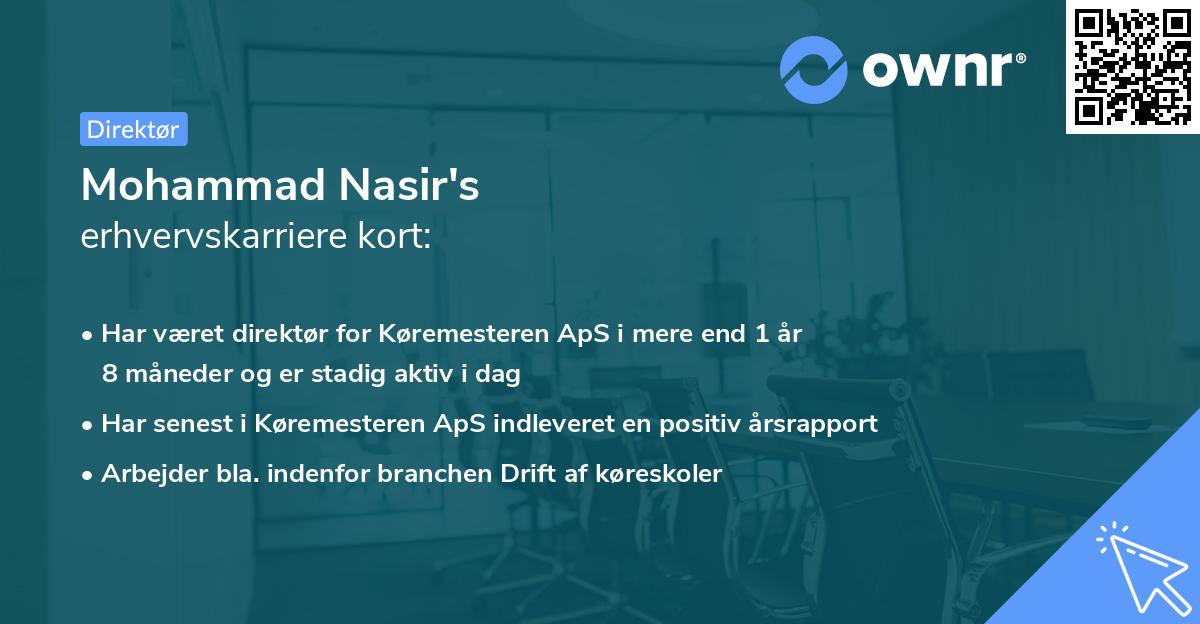 Mohammad Nasir's erhvervskarriere kort