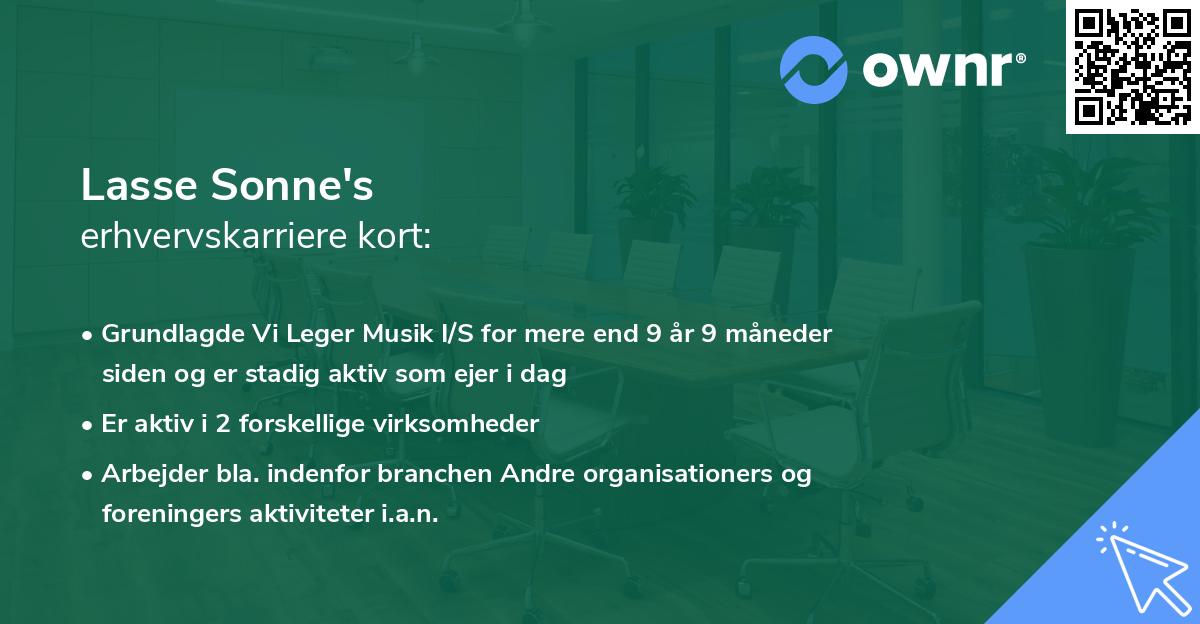 Lasse Sonne's erhvervskarriere kort