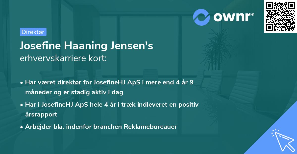 Josefine Haaning Jensen's erhvervskarriere kort