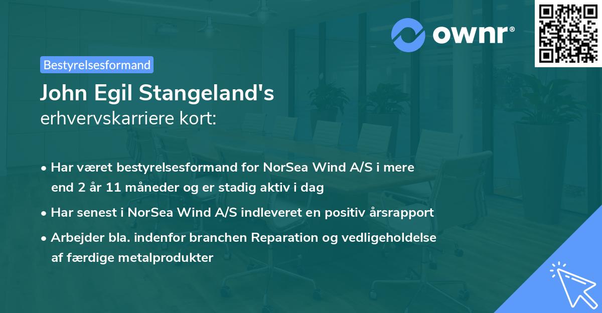 John Egil Stangeland's erhvervskarriere kort