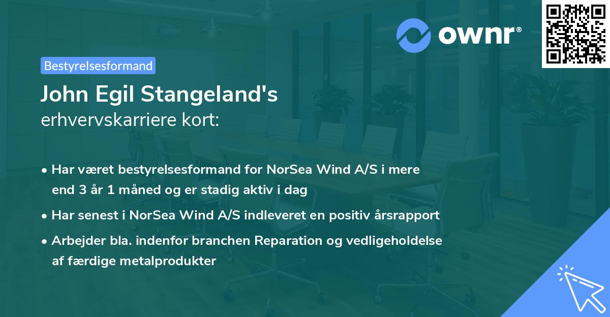 John Egil Stangeland's erhvervskarriere kort