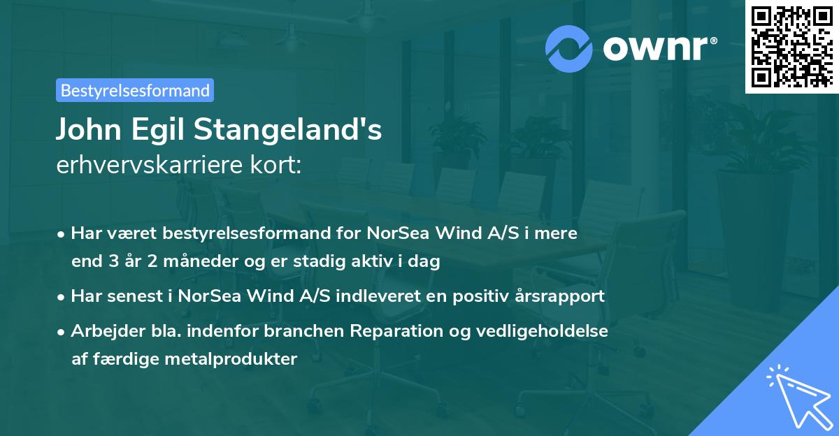 John Egil Stangeland's erhvervskarriere kort