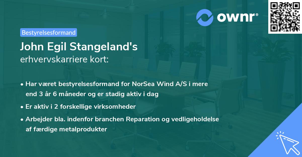 John Egil Stangeland's erhvervskarriere kort