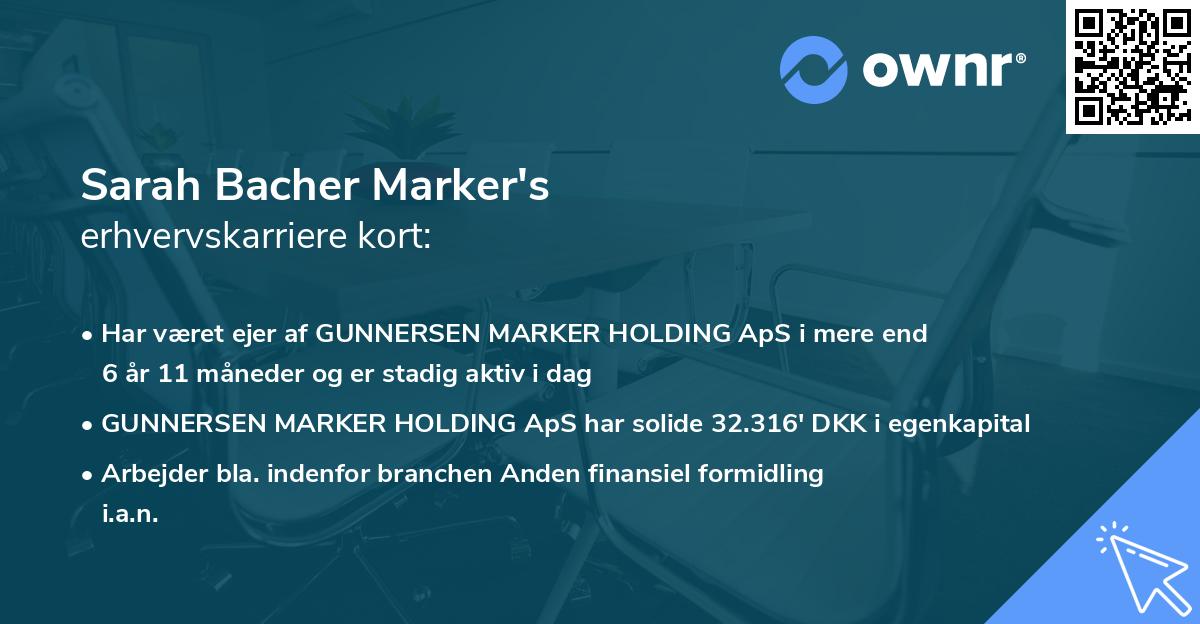 Sarah Bacher Marker's erhvervskarriere kort