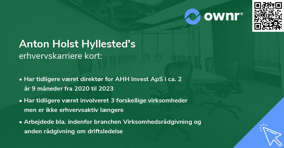 Anton Holst Hyllested's erhvervskarriere kort